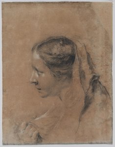 Tête de femme de profil avec un foulard - Giovanni Battista Piazzetta