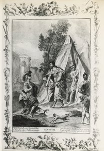 Jérusalem délivrée, chant III, illustration de Giovanni Battista Piazzetta (1683-1754) pour le poème de Torquato Tasso (1544-1595), édition publiée à Venise en 1745, Italie - Giovanni Battista Piazzetta