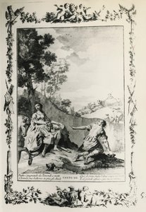 Jérusalem délivrée, chant XII, illustration de Giovanni Battista Piazzetta pour le poème de Torquato Tasso, édition publiée à Venise en 1745, Italie