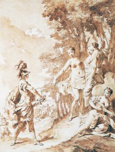 Tancrède au seuil de la forêt enchantée, scène de La Jérusalem délivrée de Torquato Tasso, par Giovanni Battista Piazzetta