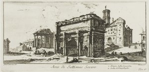 Arc de Septime Sévère. 1. Temple de la Concorde. 2. Montée vers la colline du Capitole, planche 13 de Quelques vues d