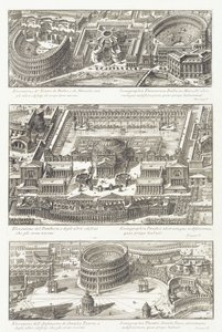Vue aérienne : les théâtres Balbo et Marcello, le Panthéon et ses environs, et l