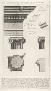 Corniche et colonne du Temple de Fortuna Virilis (Tempio della Fortuna Virile), de - Giovanni Battista Piranesi