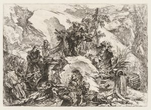 Groteschi : Ruines avec tête de mort et squelette - Giovanni Battista Piranesi