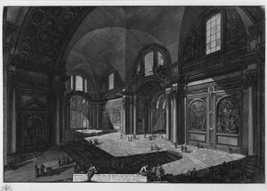 Intérieur de la basilique de Santa Maria degli Angeli anciens thermes de Dioclétien, entre 1765 et 1775