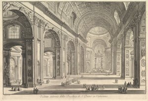 Vue intérieure de la Basilique Saint-Pierre au Vatican, des Vues de Rome - Giovanni Battista Piranesi
