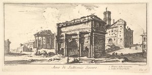 Planche 13 : Arc de Septime Sévère 1. Temple de la Concorde. 2. Ascension au Capitole... - Giovanni Battista Piranesi