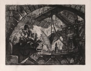 Prisonniers sur une plate-forme en saillie, planche 10 de Carceri d - Giovanni Battista Piranesi
