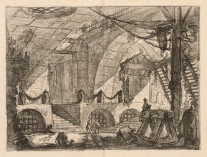 Les Prisons : Une chambre voûtée avec des poteaux et des chaînes, 1745-1750