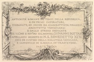 Page de titre : Antiquité romaine du temps de la République et des premiers empereurs, vers 1748 - Giovanni Battista Piranesi