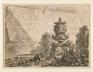 Page de titre : Vedute di Roma Disegnate ed Incise da Giambattista Piranesi Architetto Veneziano (Vues de Rome dessinées et gravées par Giambattista Piranesi, architecte vénitien), de Vedute di Roma