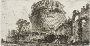 Tombe de Caecilia Metella appelée Capo di Bove [Tête de bœuf], planche vingt de Quelques vues des arcs de triomphe et autres monuments - Giovanni Battista Piranesi