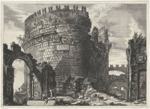Tombe de Caecilia Metella à Rome (Vedute di Roma disegnate ed incise da Giambattista Piranesi architetto Veneziano) - Giovanni Battista Piranesi