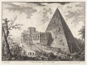 Vue du tombeau pyramidal de Caius Cestius, de Vedute di Roma - Giovanni Battista Piranesi