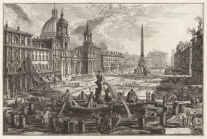Vue de la Piazza Navona au-dessus des ruines du Cirque Agonalis (Cirque de Domitien), de Vedute di Roma (Vues de Rome) - Giovanni Battista Piranesi