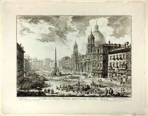 Vue de la Piazza Navona au-dessus des ruines du Cirque de Domitien, des Vues de Rome - Giovanni Battista Piranesi