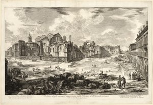 Vue des vestiges visibles des thermes de Dioclétien, de Vues de Rome - Giovanni Battista Piranesi