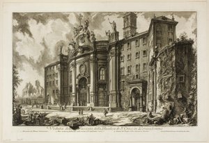 Vue de la façade de la basilique de S. Croce in Gerusalemme, des Vues de Rome - Giovanni Battista Piranesi