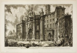 Vue de la façade de la basilique de S. Croce in Gerusalemme, des Vues de Rome - Giovanni Battista Piranesi