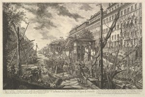 Vue du port de Ripa Grande, de Vedute di Roma Vues romaines, vers 1753