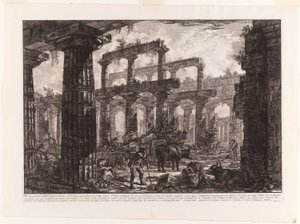Vue des vestiges de la cella du temple de Neptune, de Différentes vues de Paestum - Giovanni Battista Piranesi
