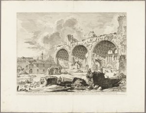 Vue des vestiges de la salle à manger de la Maison dorée de Néron, communément appelée le Temple de la Paix, de Vues de Rome - Giovanni Battista Piranesi