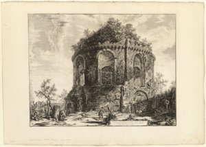 Vue du soi-disant Tempio della Tosse (Temple de la Toux) sur la Via Tiburtina à un mile de Tivoli, de Vues de Rome - Giovanni Battista Piranesi