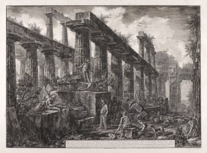 Vue des restes de la celle du Temple de Neptune, de Différentes vues