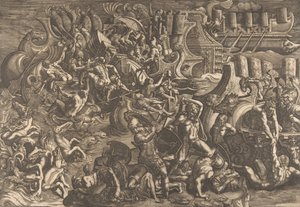Les Troyens repoussant les Grecs, 1538 - Giovanni Battista Scultori