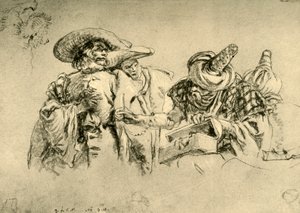 Un marchand oriental de bijoux et deux marchands européens, 1752-1753, 1928