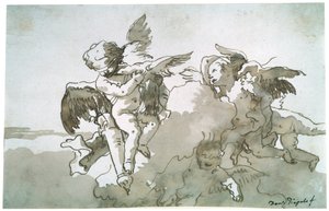 Cupidons avec colombes et une torche, XVIIe siècle - Giovanni Battista Tiepolo