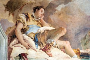 (détail) Renaud de Armide enlevant le Renaud endormi, de la Salle de Jérusalem délivrée dans la Palazzina, 1757 - Giovanni Battista Tiepolo