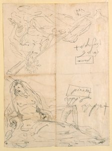 Dessin, Deux esquisses des dieux de la rivière, vers 1750 - Giovanni Battista Tiepolo