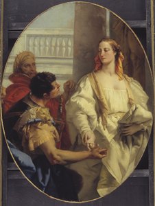 Latinus offrant sa fille Lavinia à Énée en mariage