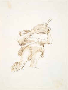 Figure masculine portant un plateau avec de la volaille, vue de dessous - Giovanni Battista Tiepolo