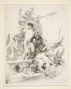 Punchinello parlant aux deux magiciens, de la série Scherzi di Fantasia - Giovanni Battista Tiepolo
