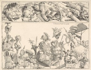 Armes romaines, étendards et trophées, une composition divisée en deux bandes horizontales, 1774 - Giovanni Battista Tiepolo