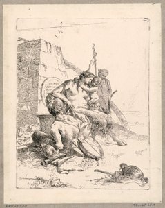 Famille de satyres avec un obélisque, planche 11 des Scherzi di Fantasia