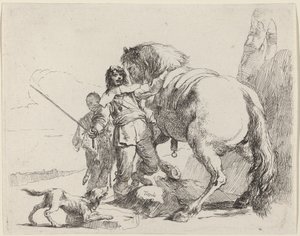 Soldat avec cheval et assistant - Giovanni Battista Tiepolo