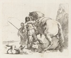 Le cavalier debout près de son cheval, de Vari capricci - Giovanni Battista Tiepolo