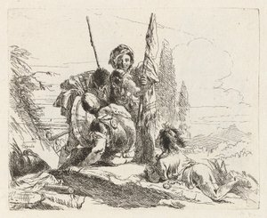 Trois soldats et un garçon, de Vari capricci - Giovanni Battista Tiepolo