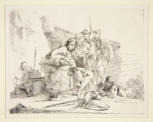 Jeune homme assis et appuyé sur une urne (Vari Capricci) - Giovanni Battista Tiepolo