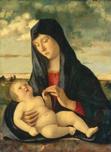 Madone et enfant dans un paysage