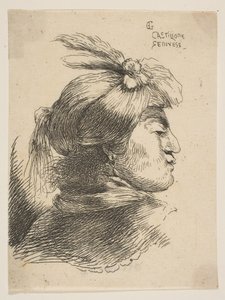 Homme portant un petit turban orné de plumes et de ruban, de profil droit, vers 1645-1650 - Giovanni Benedetto Castiglione