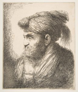 Homme portant un turban face à gauche, de la série des Grandes Têtes Orientales - Giovanni Benedetto Castiglione