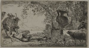 Pan allongé devant un grand vase - Giovanni Benedetto Castiglione