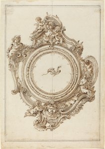 Une horloge rococo avec sirènes, putti, masques et un oiseau de paradis