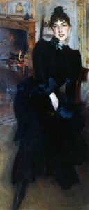 Alaide Banti près de la cheminée - Giovanni Boldini