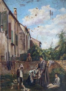 Italie, Ferrare, La Cour de la maison du père