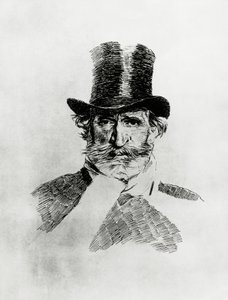 Portrait de Giuseppe Verdi (1813-1901), compositeur italien, dessin de Giovanni Boldini (1842-1931)
